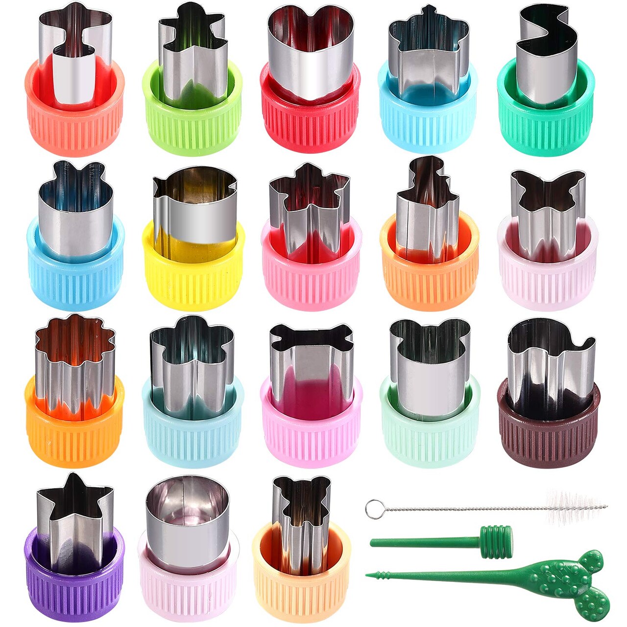 18 Pieces Vegetable Cutter Shapes Set Mini Sizes Cookie Cutters Set Fruit Cookie Stamps Mold